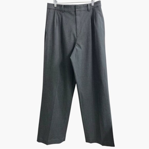 Uniqlo Functional Pleated Wide Leg Relaxed High Waisted Trouser Dress Pants sz L - Picture 2 of 7